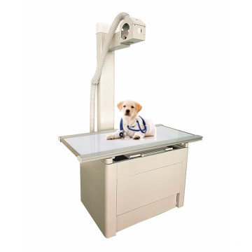 Radiology veterinary table with four-way floating top for animal examination